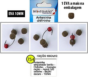Anteninha Chifrinho Empanada Miçanga Vermelha 10mm - Bóias Barão