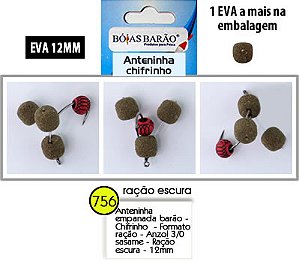 Anteninha Chifrinho Empanada Miçanga Vermelha 12mm - Bóias Barão