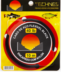 Empate de Aço Inox Revestido em Nylon Preto 10 Metros - Technes