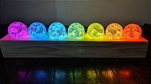 Luminária 7 Chakras - 35x6x7cm - Fabricado em madeira de reflorestamento com 7 bolas