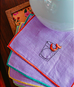 Kit Guardanapo Coquetel Drinks - Linho Lilás