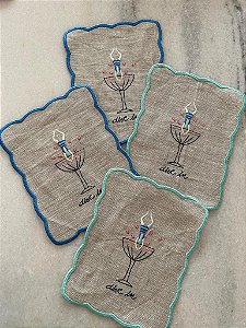 Kit Guardanapo Coquetel Dive in - Linho natural