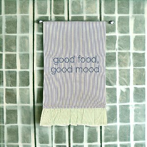 Pano de Copa Good Food, Good Mood - Azul Escuro/Verde
