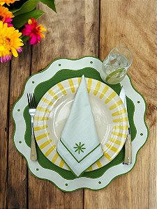 Guardanapo de Mesa Estrela - borda verde