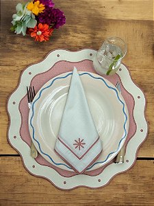 Guardanapo de Mesa Estrela - borda rosa