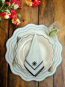 Guardanapo de Mesa Estrela - borda azul