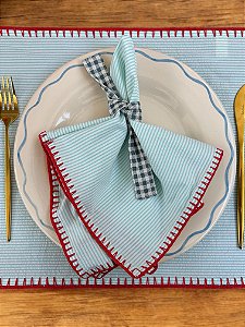 Guardanapo de Mesa Crochê - Borda Vermelha