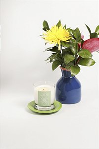 Kit Vela + Pratinho Verde + Vaso de Cerâmica - Collab Bruna Azem