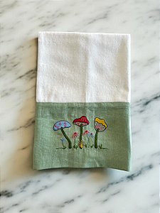 Toalha de Lavabo Cogumelos - Linho Verde