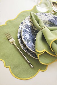 Jogo Americano De Linho - Borda Amarela