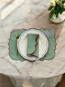 Jogo Americano De Linho - Borda Vinho