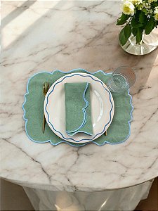 Jogo Americano De Linho - Borda Azul