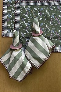 Kit Guardanapo de Mesa Listra Verde Caseado