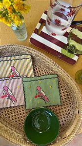 Kit Guardanapo de Coquetel Pássaros - Listra Amarela