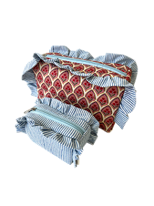 Dupla Necessaire Bouquet Listra Babado Azul - M e P