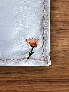Guardanapo de Mesa Flor Haste - Algodão Off