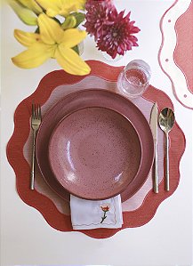 Jogo Americano Impermeável Dupla Face - Coral/Rosa