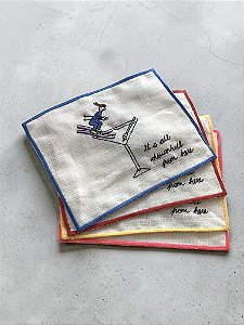 Kit Guardanapo Coquetel Esquiadora - Linho Off-white