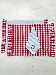 Jogo Americano Babado Fruta Cereja