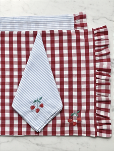 Guardanapo de Mesa Listrado Fruta Cereja