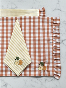 Guardanapo de Mesa Listrado Fruta Laranja