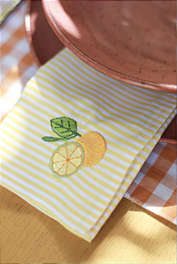 Guardanapo de Mesa Listrado Fruta Laranja