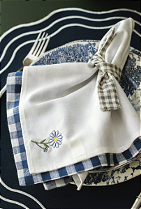 Guardanapo de mesa Margarida Azul - em algodão