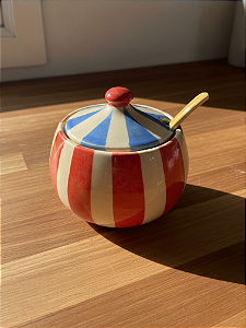 Açucareiro listras - tampa azul