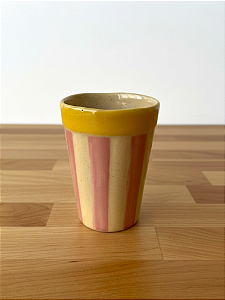 Copo Cerâmica - listras Rosa