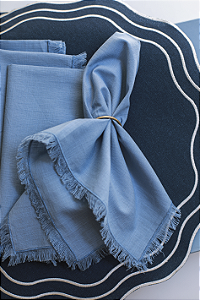 Guardanapo de Mesa Algodão Franja - Azul