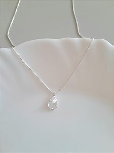 Colar prata ponto de luz gota