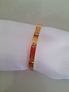 Bracelete cartier aço inoxidável banhado a ouro 18 k