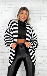 Cardigan de Lã Premium Listrado