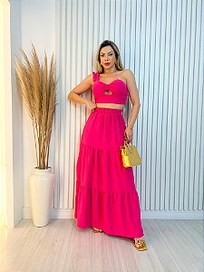 Conjunto Saia e Cropped em Duna