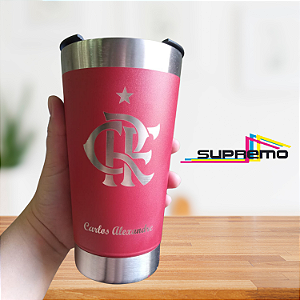 Copo Térmico Personalizado Com Seu Nome E Time FLAMENGO CRF 473ml Gravação A Laser