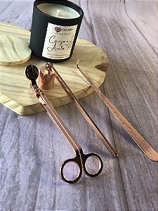 Kit cuidados c/ vela - 3 pecas - Rose Gold