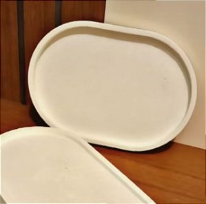 Bandeja decorativa oval M - concreto branco - consulte disponibilidade de cor
