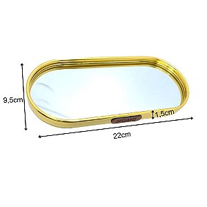 Bandeja espelhada oval dourada 22x9,5 cm