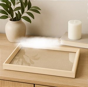 Bandeja decorativa vidro + entrelinhas 20x30