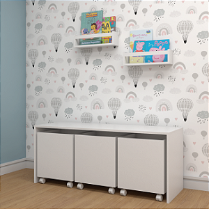 Mesa c/ Baú Organizador de Brinquedos p/ Quarto de Criança
