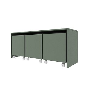 Mesa c/ 3 Baú Organizador de Brinquedos p/ Quarto de Criança verde