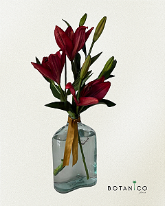 ARRANJO 4 FLORES EM GARRAFA DE VIDRO - TAMANHO (M)