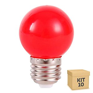 Kit 10 Lâmpada LED Bolinha 1w Vermelha | Inmetro