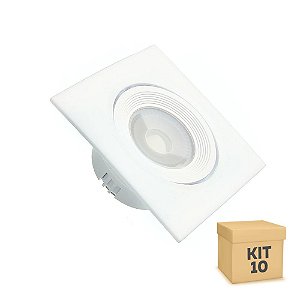 Kit 10 Spot LED SMD 3W Quadrado Branco Frio