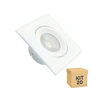 Kit 20 Spot LED SMD 3W Quadrado Branco Frio