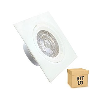Kit 10 Spot LED SMD 9W Quadrado Branco Frio