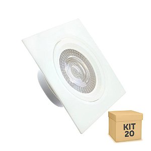 Kit 20 Spot LED SMD 9W Quadrado Branco Frio