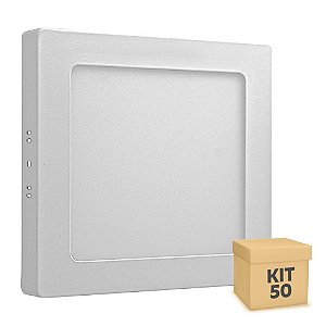Kit 50 Luminária Plafon 12w LED Sobrepor Branco Frio