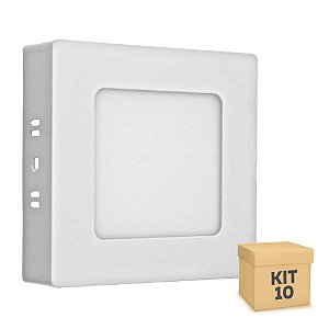 Kit 10 Luminária Plafon 6w LED Sobrepor Branco Frio