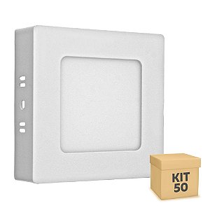 Kit 50 Luminária Plafon 6w LED Sobrepor Branco Frio